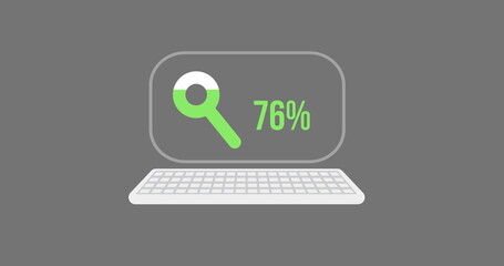 Poster - image of reading glass icon and percent over computer