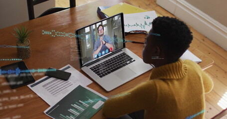 Poster - Image of network of connections over students using laptop in students using network