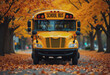 © Aliaksandr Barouski - School bus parked under vibrant autumn trees in morning light