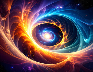 Wall Mural - Vibrant Cosmic Nebula Abstract Space Art Galaxy Swirl Energy Burst Celestial Background