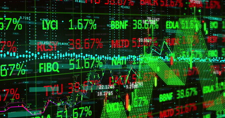 Poster - Image of digital screen with financial data and graphs