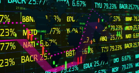 Poster - image of statistics and data processing over stock market