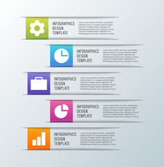 Aufkleber - Five steps or options vector 3d infographic design template. Infographic Layout for Business Presentation Slides