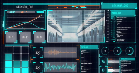 Poster - Image of data processing on blue background