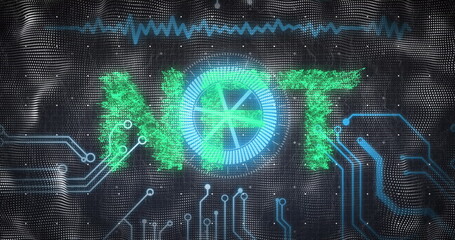Poster - Image of scope scanning over nft text