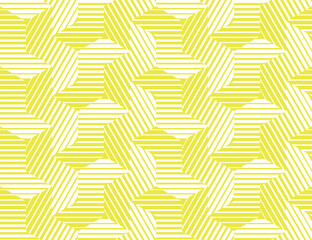 Leinwandbilder - Abstract geometric pattern with stripes, lines. Seamless vector background. White and yellow ornament. Simple lattice graphic design