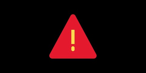 Poster - Red warning triangle sign with an exclamation mark on a black background, symbolizing caution and alertness in various safety contexts and situations requiring attention