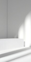 Poster - Contemporary Minimalist Room Interior with Abstract Geometry, Sunlight, and Shadow Play for Display