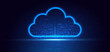 © Pramote - Cloud futuristic technology connected digital servers on dark blue background.