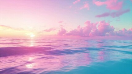 Wall Mural - Pastel sunset over calm ocean; pink, purple, blue hues
