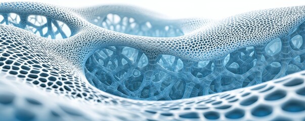 Poster - Abstract Blue Network Texture with Intricate Cell Patterns