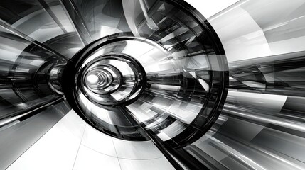 Poster - Abstract Metallic Spiral in Black and White Design Elements
