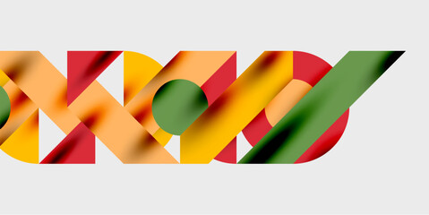Poster - Abstract geometric shapes overlap, creating vibrant color patterns. Composition features reds, yellows, greens, oranges on white background.