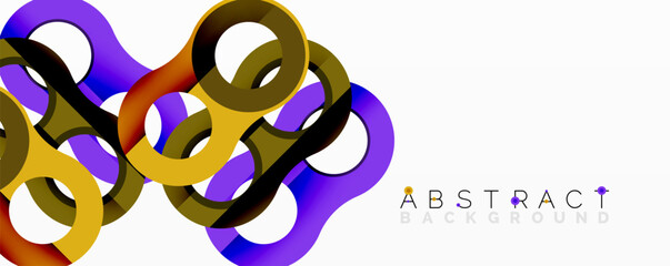 Aufkleber - Abstract design features colorful overlapping loops. Modern graphic element, vibrant hues, clean aesthetic. Simple background enhances shapes.