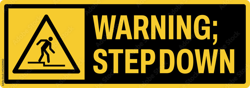 warning safety signs v3 uppercase text_warning ; step down landscape ...