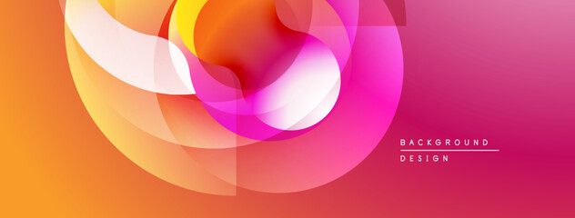 Poster - Abstract vibrant layers create flowing shapes. Warm colors blend into cool pinks, forming modern design. Smooth gradients dominate composition.