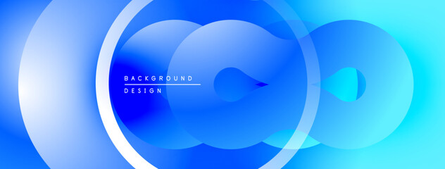 Aufkleber - Abstract blue background. Overlapping circles create dynamic visual effect. Modern design suitable for digital projects.