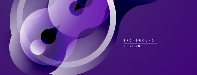 Leinwandbilder - Abstract purple design features overlapping translucent shapes. Smooth gradients create dynamic visual effect. Modern background texture.