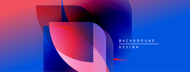 Leinwandbilder - Abstract gradients blend, creating dynamic shapes. Blue, pink, purple hues dominate composition. Text reads background design.