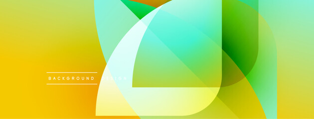 Fototapete - Abstract vibrant background. Overlapping shapes create dynamic gradient effect. Yellow, green hues dominate composition. Modern design element.