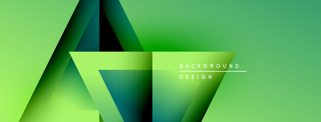 Fototapete - Abstract geometric shapes overlap, creating vibrant green gradient background. Modern design elements suggest depth, texture, visual interest.