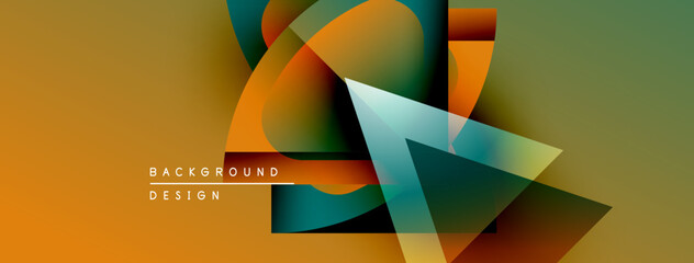 Fototapete - Abstract geometric shapes overlap, creating dynamic color gradients. Warm tones dominate with cool accents. Modern design element.