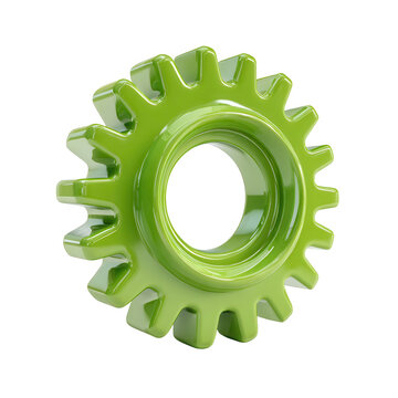 Green Gear Cogwheel Machine Part Mechanism Technology, isolated on transparent background, perfect cutout, PNG