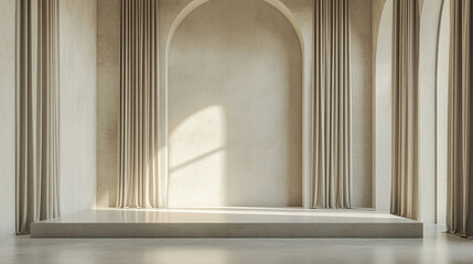 Poster - Minimalist luxury design with soft textures and elegant arches creates serene atmosphere