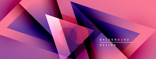 Aufkleber - Abstract geometric shapes, vibrant pinks, purples create dynamic background. Modern design elements suggest innovation, energy.