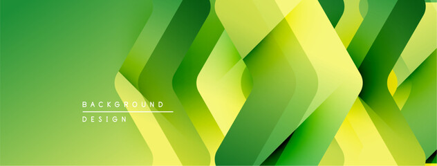 Fototapete - Abstract geometric pattern. Bright green, yellow hues create dynamic layered effect. Modern design suitable for backgrounds, banners.