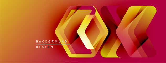 Fototapete - Abstract geometric shapes, vibrant gradients, warm color palette. Modern design element for backgrounds, presentations.