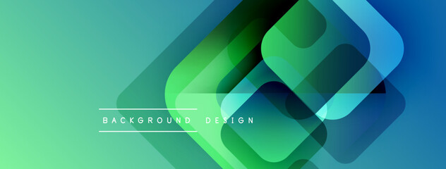 Poster - Abstract geometric shapes overlap, creating vibrant turquoise, green gradient. Modern design element for backgrounds, presentations.