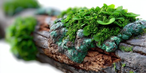 Aufkleber - Moss and Lichen Growing on a Log, Representing Environmental Awareness and Natural Beauty for Sustainable Living and Plant Conservation Projects : Generative AI