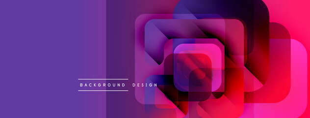 Poster - Abstract geometric shapes overlap, creating vibrant gradient effect. Purple, pink hues dominate design. Modern background texture.