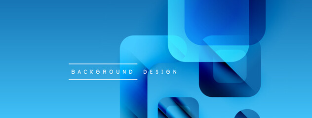 Poster - Abstract blue background features overlapping geometric shapes. Modern design elements create dynamic visual texture. Simple text reads background design.