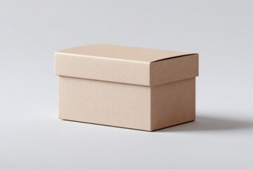 Aufkleber - Beige Textured Box on White Background, Ideal for Product Packaging Mockups and Promoting Gift Giving Occasions : Generative AI