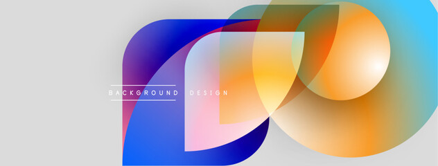 Poster - Abstract colorful overlapping shapes create dynamic visual effect. Modern design elements suggest creativity, innovation. Background features gradients.