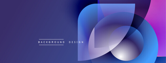 Poster - Abstract geometric shapes overlap, creating vibrant gradient effect. Purple, blue, pink hues dominate design. Modern background texture.