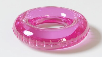 Poster - Pink Inflatable Ring on White Surface, Symbolizing Summer Fun and Relaxation for Travel and Leisure : Generative AI