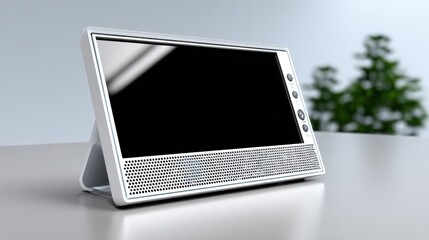 Aufkleber - Modern White Tablet Device on Desk, Showcasing Technology and Digital Communication for Business Solutions and Product Presentation : Generative AI