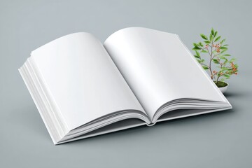 Aufkleber - Open Book With Blank Pages Next to Small Plant, Symbolizing Knowledge and Growth, Ideal for Education and Self-Improvement Concepts, and Literary Inspiration : Generative AI