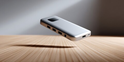 Aufkleber - Floating Usb Hub on Wooden Surface, Showcasing Connectivity and Modern Technology for Digital Transformation and Productivity : Generative AI