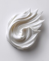 Poster - Swirl of White Cream on White Surface, Ideal for Beauty Product Mockups and Promoting Skincare Innovation, Cleanliness, and Purity : Generative AI