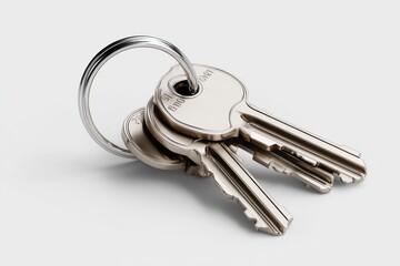 Aufkleber - Bunch of Keys on a Ring, Symbolizing Security and Access Control for Real Estate or Business Solutions, on a White Background : Generative AI