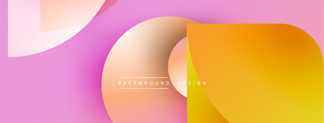 Aufkleber - Abstract design features overlapping colorful shapes. Soft gradients create modern, dynamic visual effect. Pink, orange hues dominate composition.