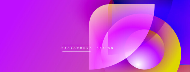 Aufkleber - Vibrant abstract background. Overlapping shapes create dynamic visual effect. Purple, yellow, blue hues dominate composition. Modern design element.