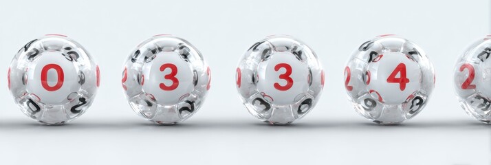 Leinwandbilder - Floating 3D Balls With Bracket Seeds Numbered From Zero to Four Against a Clean White Background Showcasing Clarity and Depth