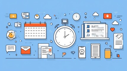 Poster - Effective Time Management Techniques for Freelancers Using Clocks and Calendars in a Clean Infographic Layout