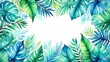 © khadiza474 - Tropical Watercolor Leaves Frame Blank Space Design,