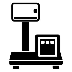 Aufkleber - Illustration of a black and white digital scale with a display screen unit on transparent background